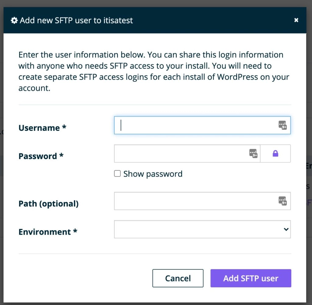 How to create FTP account