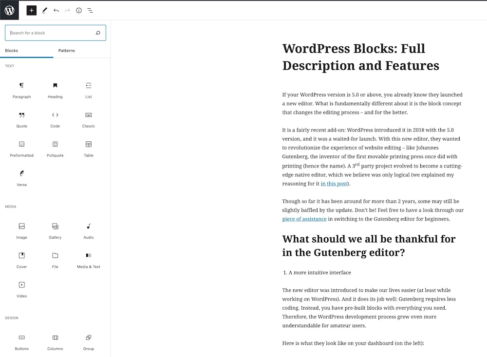 WordPress Blocks: Full Description and Features