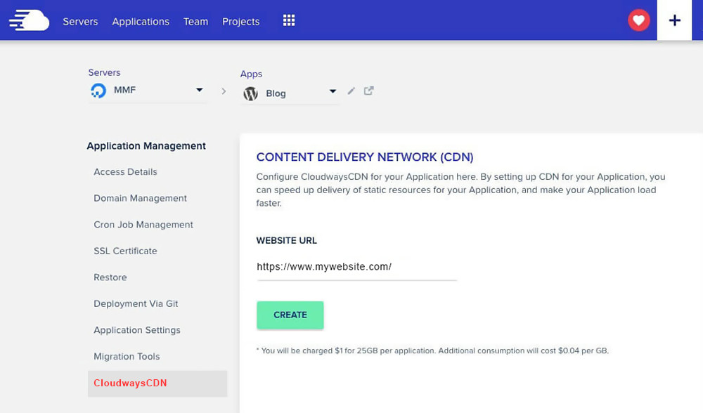 WP hosting providers detailed comparison 2021 -  Cloudways: Enable CDN