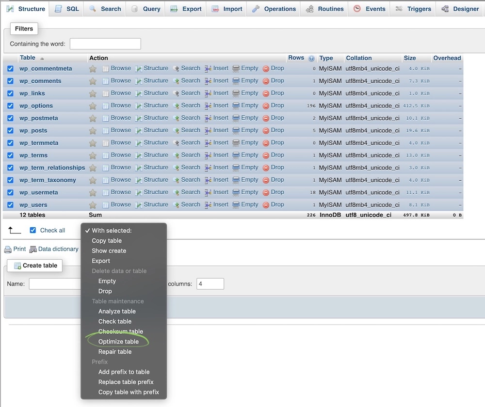 WordPress MySQL Database Optimization