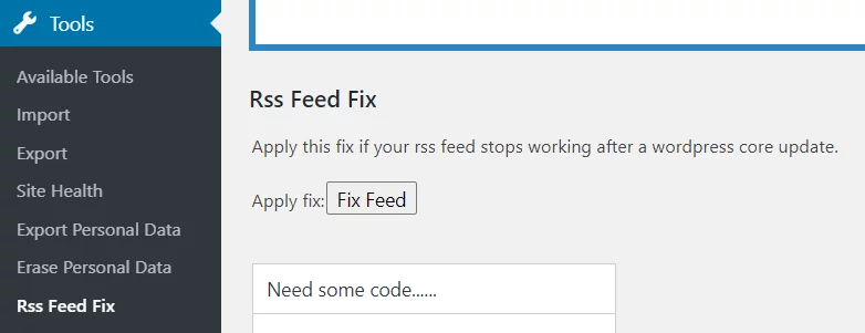 WordPress RSS Feed Error Repair