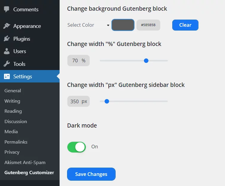 Gutenberg Customizer Plugin