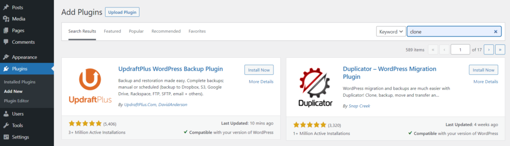 WordPress plugins that can help create staging sites