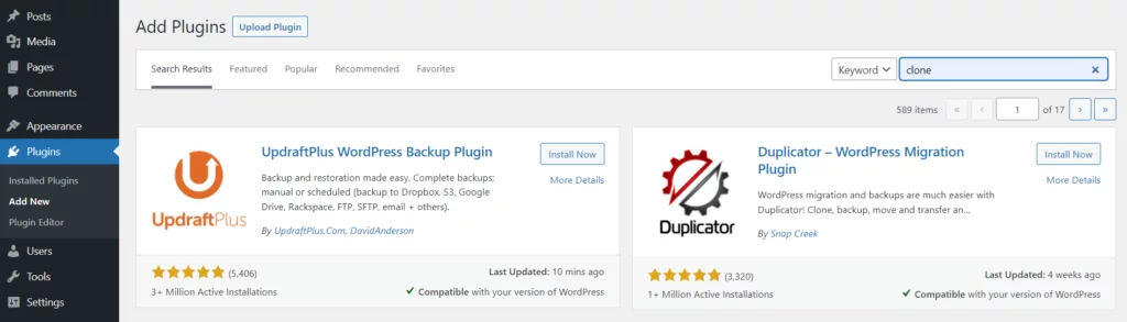 WordPress plugins that can help create staging sites