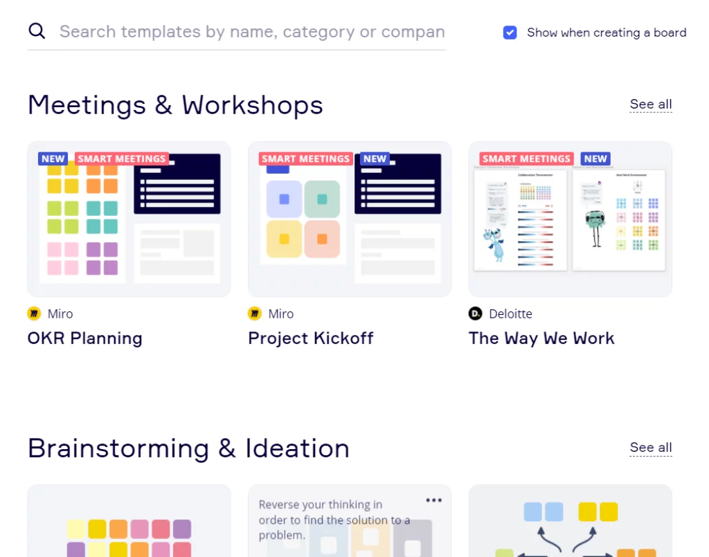 FigJam vs. Miro: Miro templates