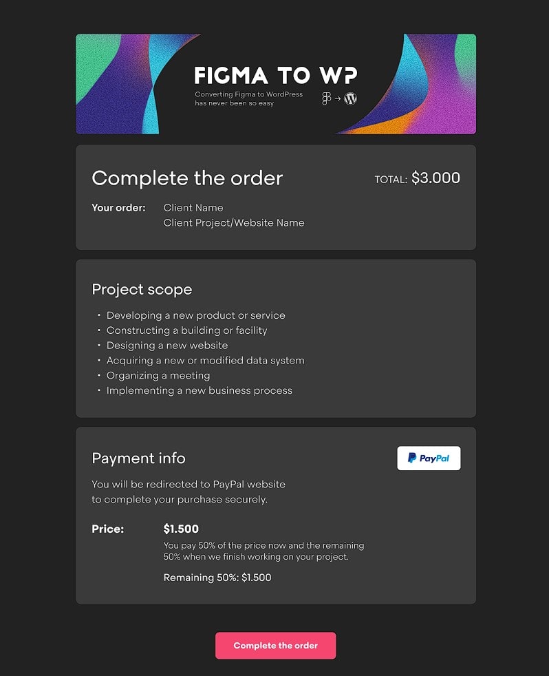 Figma2WP order