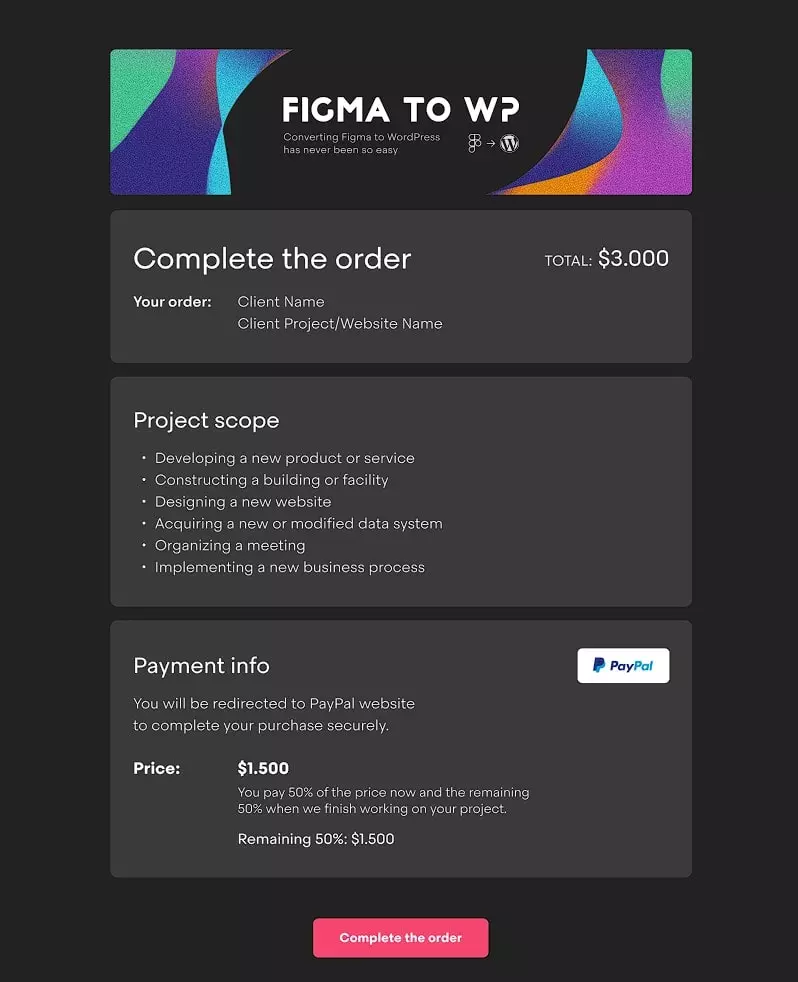 Figma2WP order