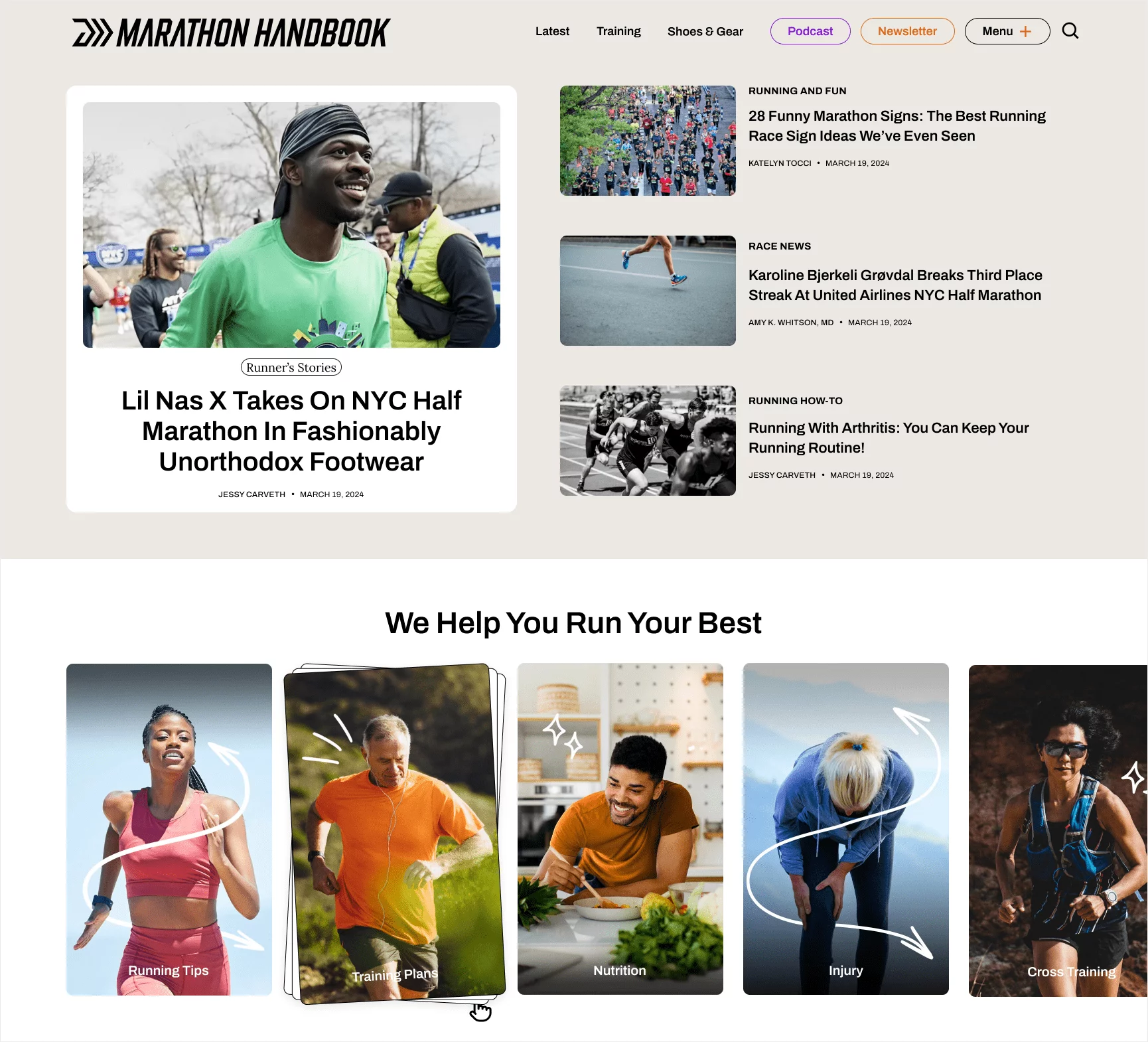 marathon handbook - a modern website for runners: functionality, visual appeal, and convenience