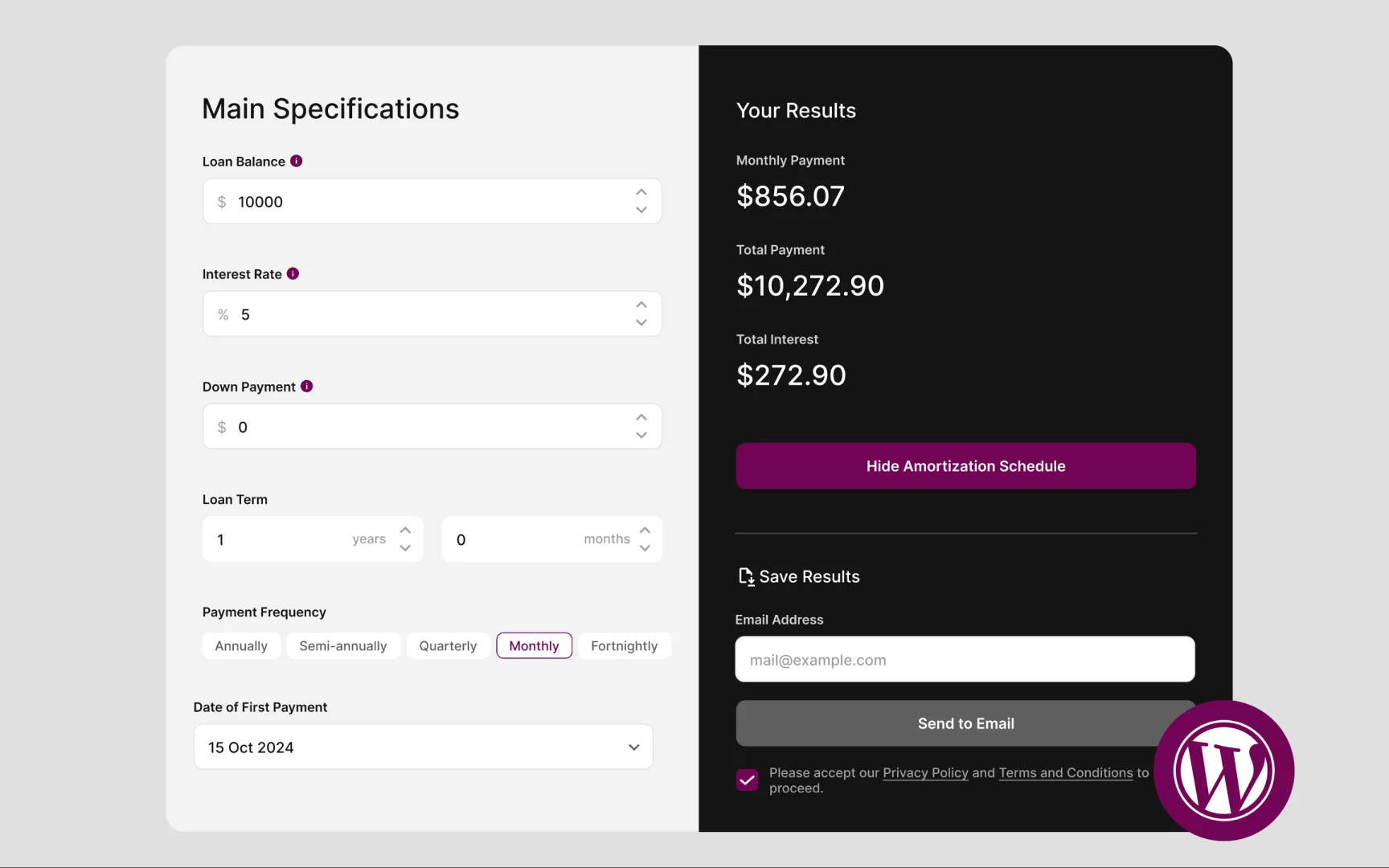 WP-Loan-Mortgage-Calculator